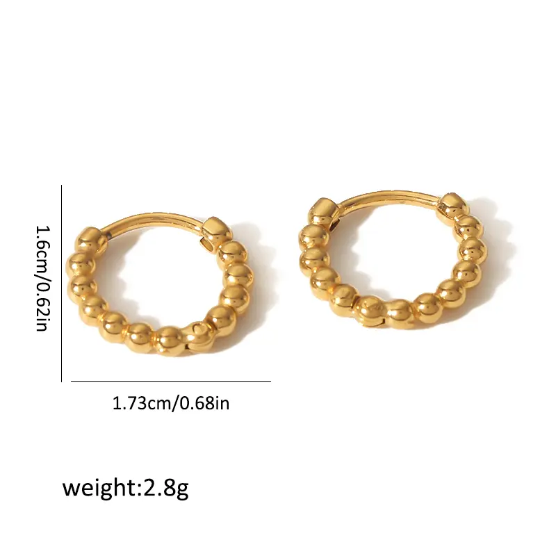 1 Pair Simple Daily Style Glossy Ball Shape Stainless Steel 18K Gold Plated Women's Hoop Earrings h5 Picture2